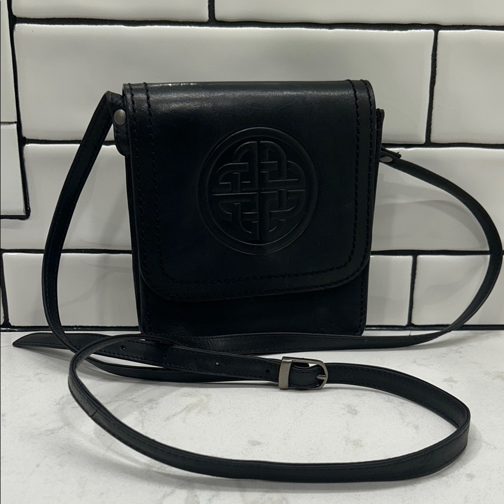 Lee River Real Irish Celtic Knot Women's Leather Shoulder‎ Bag Black Crossbody